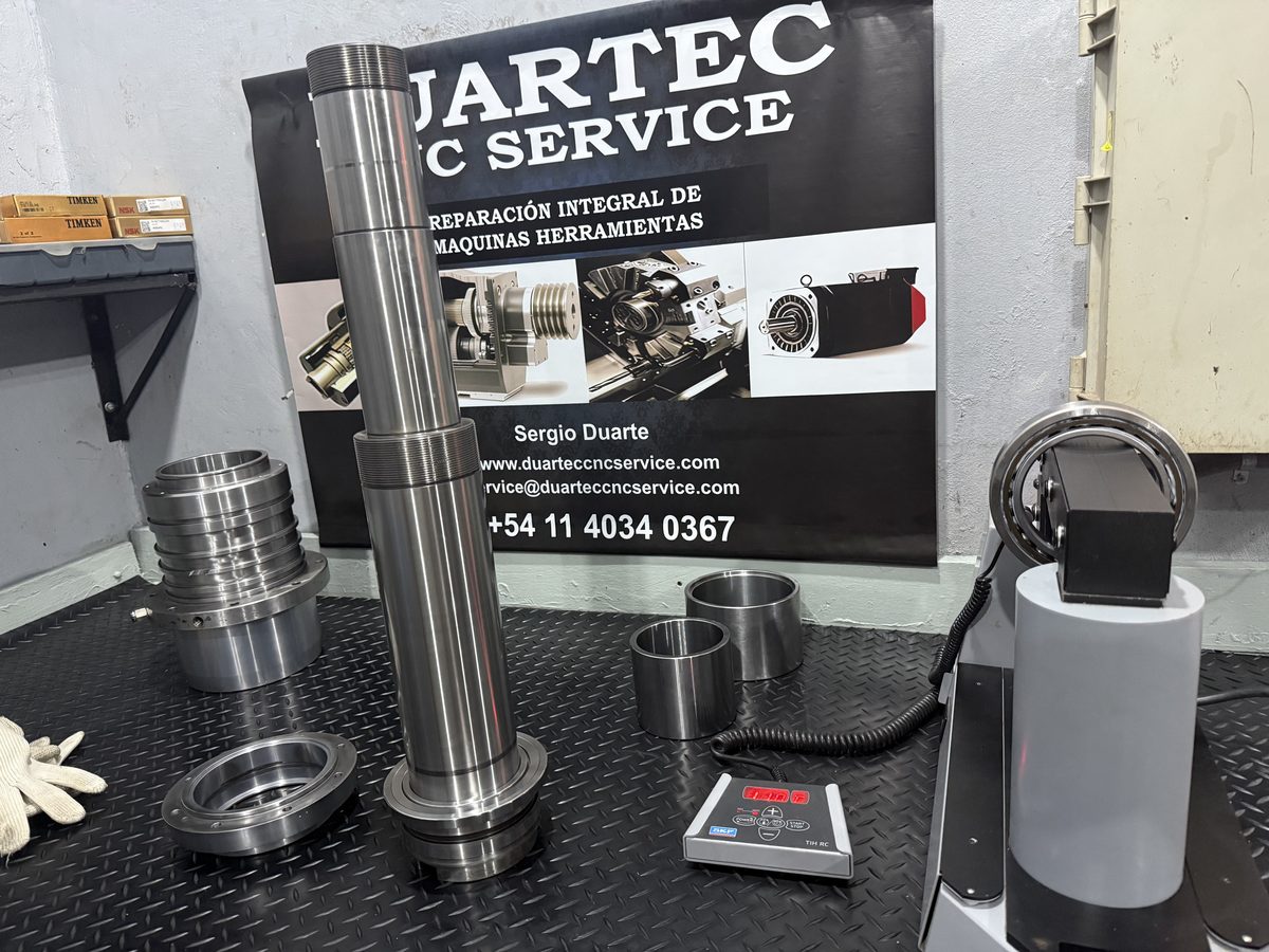 Componentes del husillo en banco de trabajo